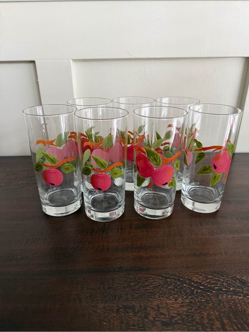 Set of 7 Franciscan APPLE Hand Painted Tea Glasses